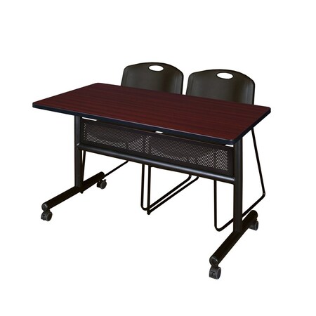Kobe Rectangle FlipTop Table, 48" W, 29" H, Laminate Top, Mahogany MKFTM4824MH44BK